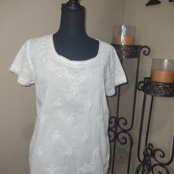 J. Crew Tops - J.‎ Crew White Embroidered Blouse